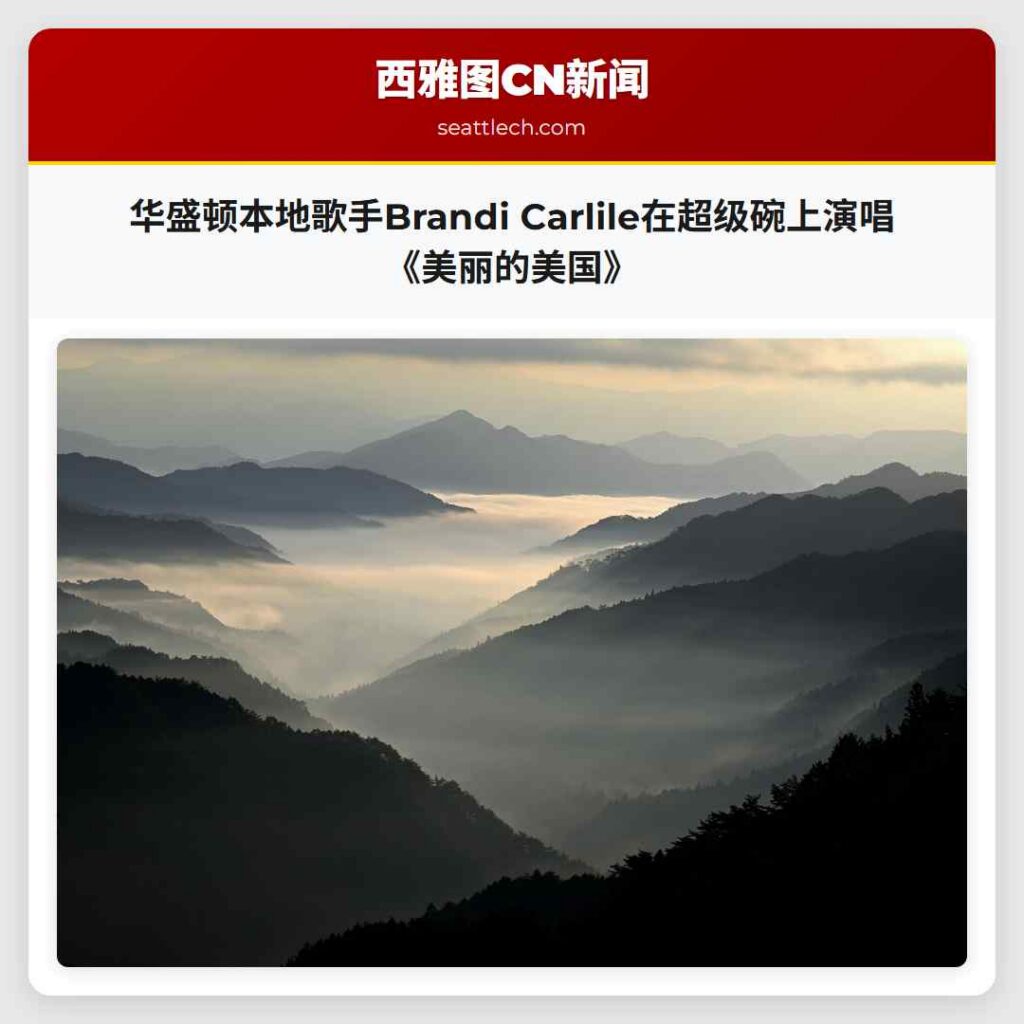 华盛顿本地歌手Brandi Carlile在超级碗上演唱《美丽的美国》
