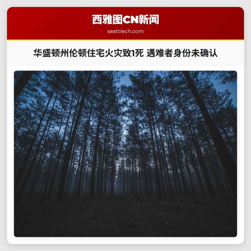 华盛顿州伦顿住宅火灾致1死 遇难者身份未确认