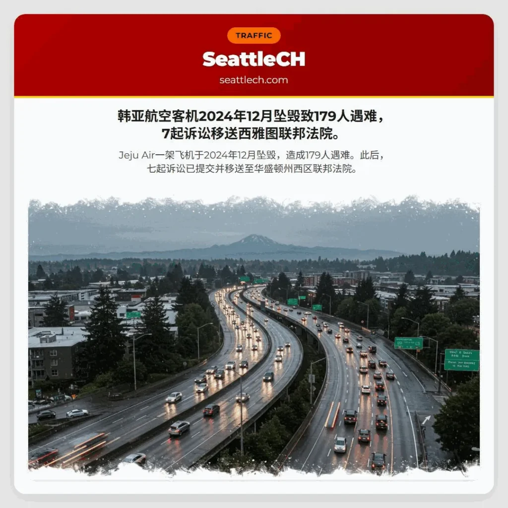 韩亚航空客机2024年12月坠毁致179人遇难,7起诉讼移送西雅图联邦法院。