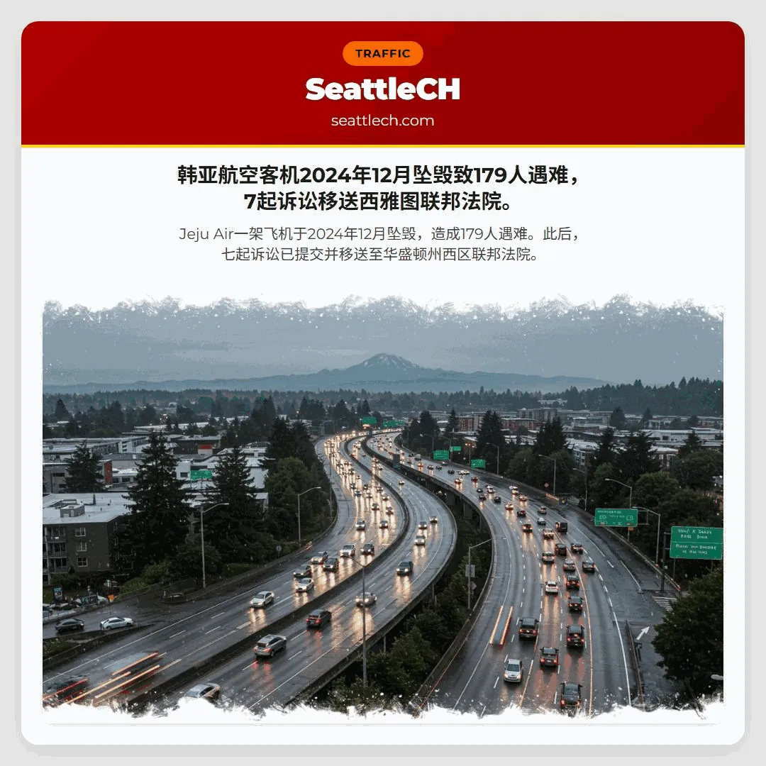 韩亚航空客机2024年12月坠毁致179人遇难，7起诉讼移送西雅图联邦法院。