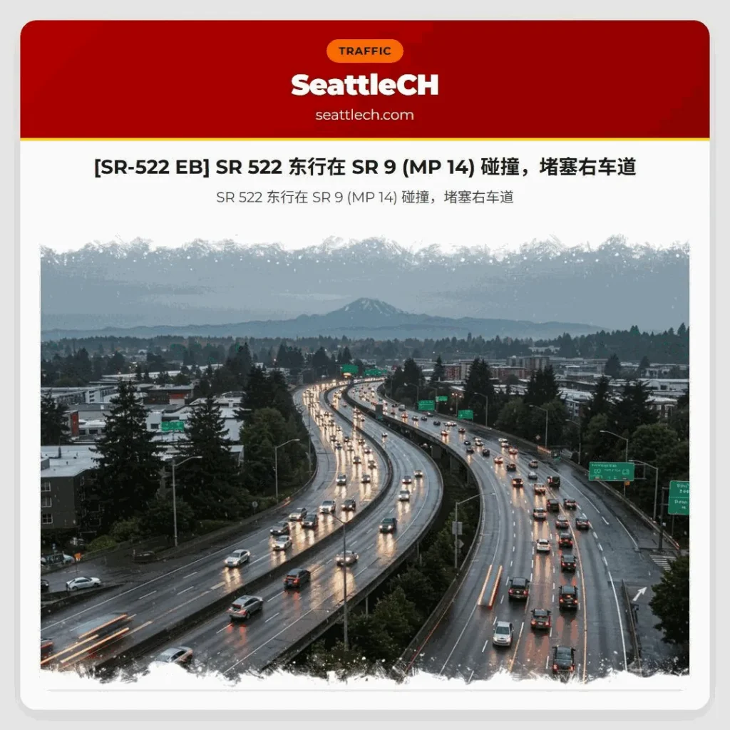 [SR-522 EB] SR 522 东行在 SR 9 (MP 14) 碰撞，堵塞右车道