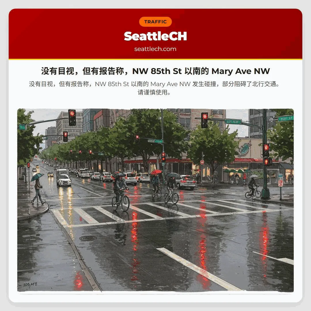 没有目视，但有报告称，NW 85th St 以南的 Mary Ave NW