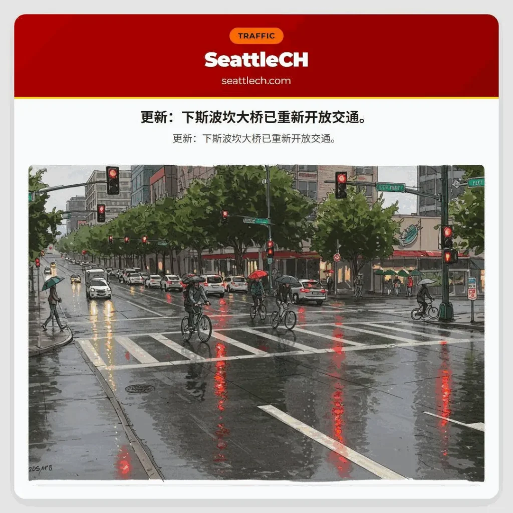 更新：下斯波坎大桥已重新开放交通。