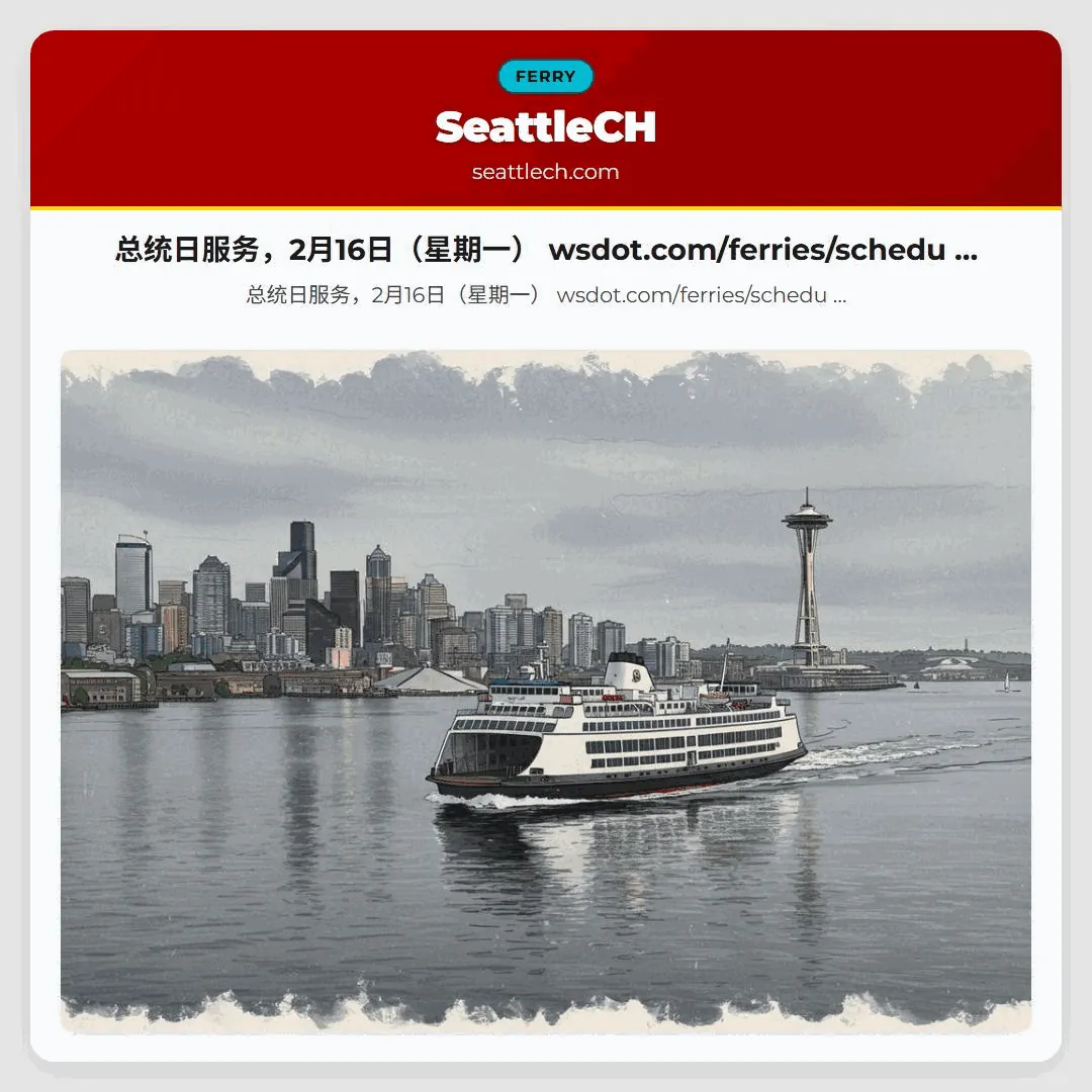 总统日服务，2月16日（星期一） wsdot.com/ferries/schedu …