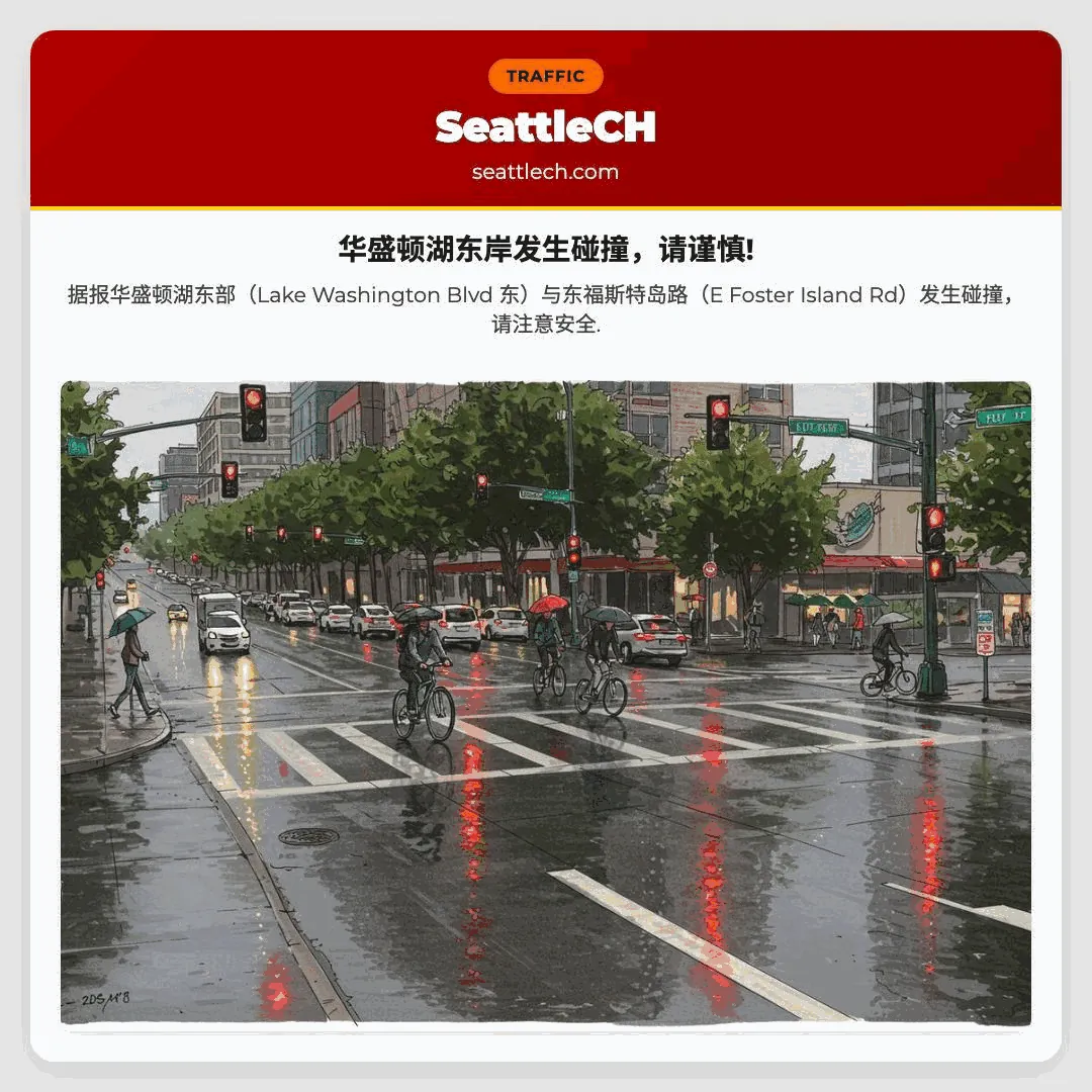 华盛顿湖东岸发生碰撞，请谨慎!