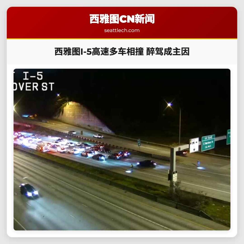 西雅图I-5高速多车相撞 醉驾成主因