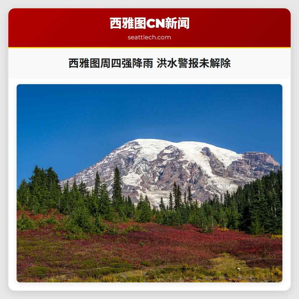 西雅图周四强降雨 洪水警报未解除