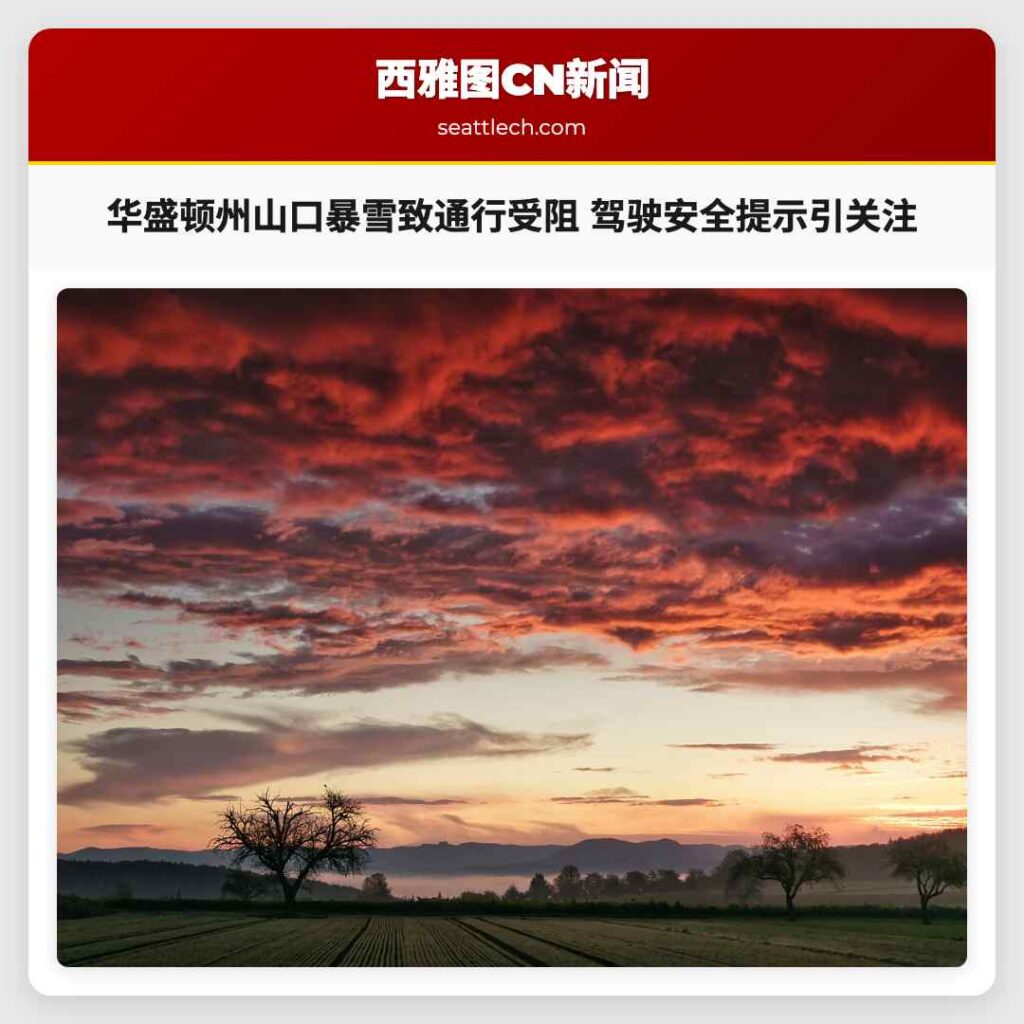 华盛顿州山口暴雪致通行受阻 驾驶安全提示引关注