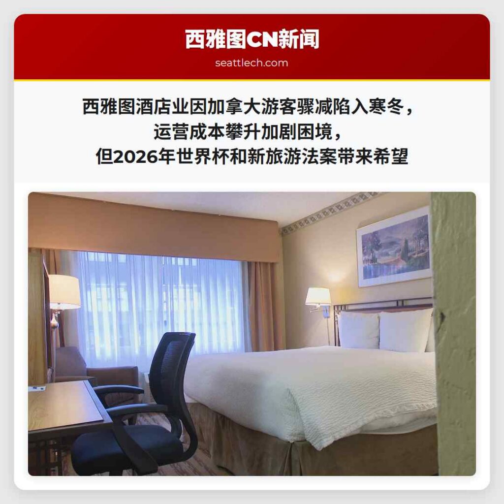 西雅图酒店业因加拿大游客骤减陷入寒冬，运营成本攀升加剧困境，但2026年世界杯和新旅游法案带来希望