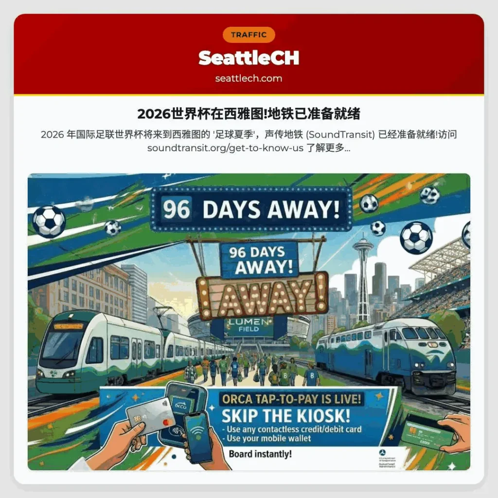 2026世界杯在西雅图!地铁已准备就绪