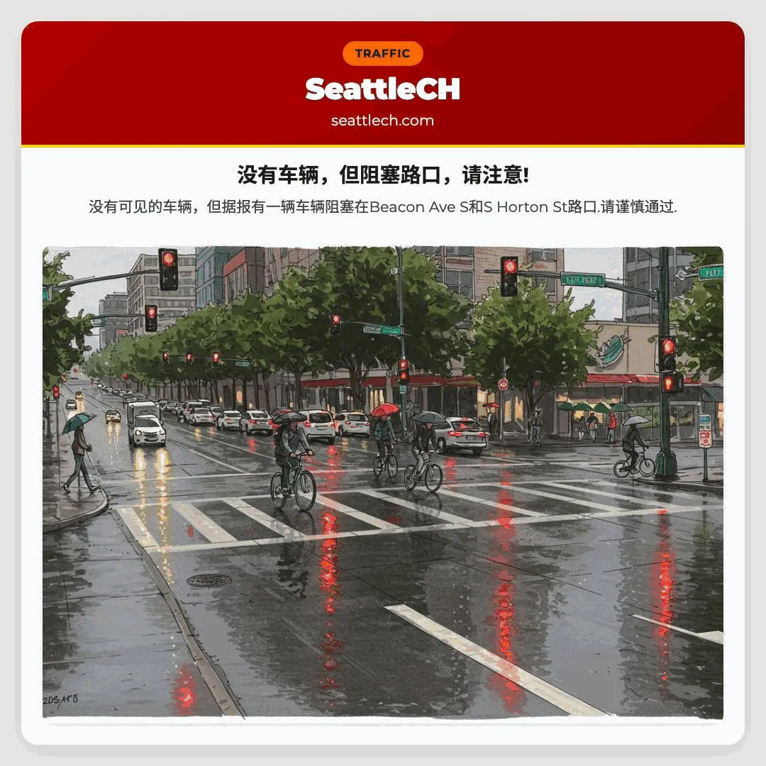 没有车辆，但阻塞路口，请注意!