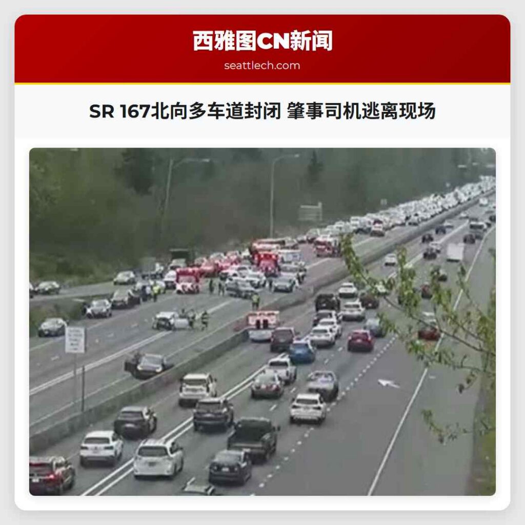 SR 167北向多车道封闭 肇事司机逃离现场