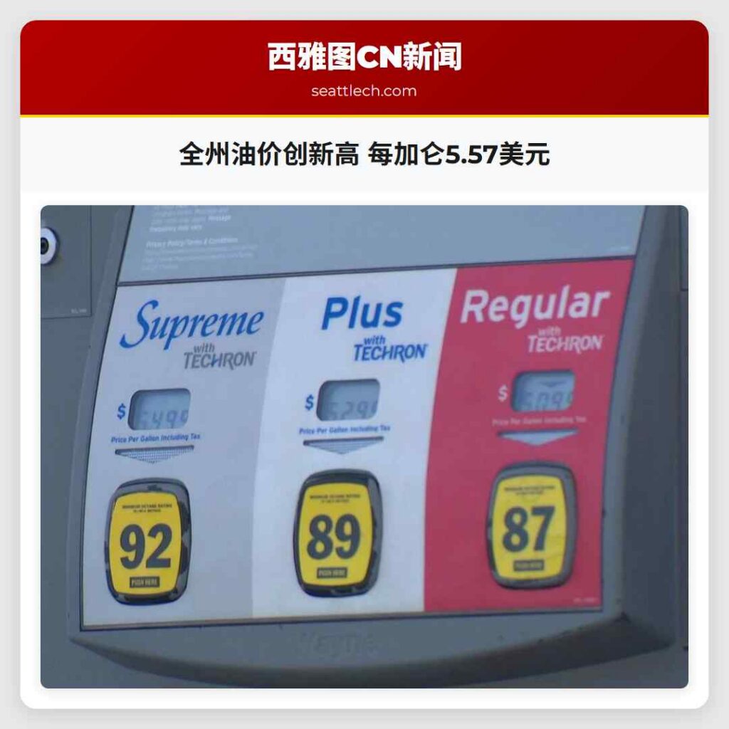 全州油价创新高 每加仑5.57美元