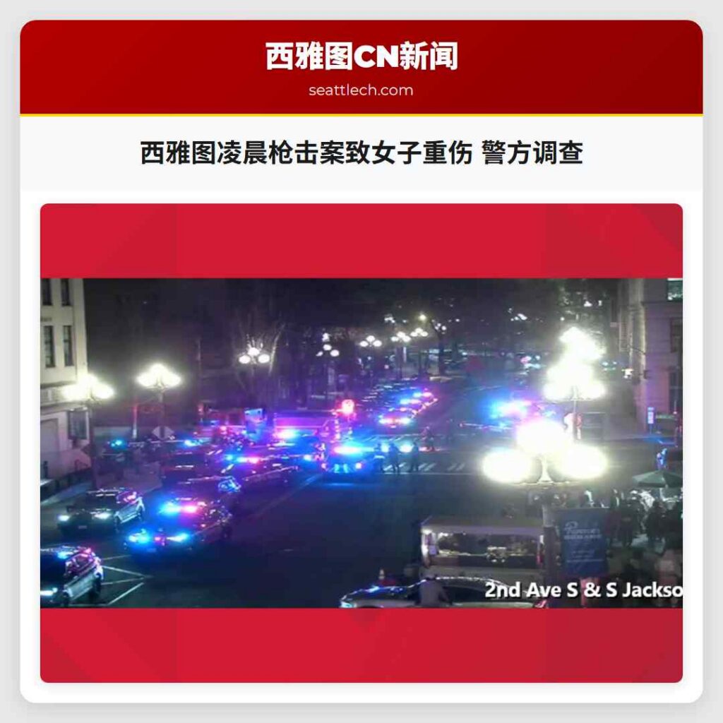 西雅图凌晨枪击案致女子重伤 警方调查