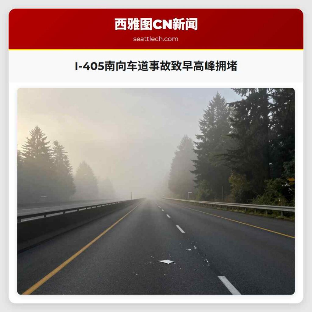 I-405南向车道事故致早高峰拥堵