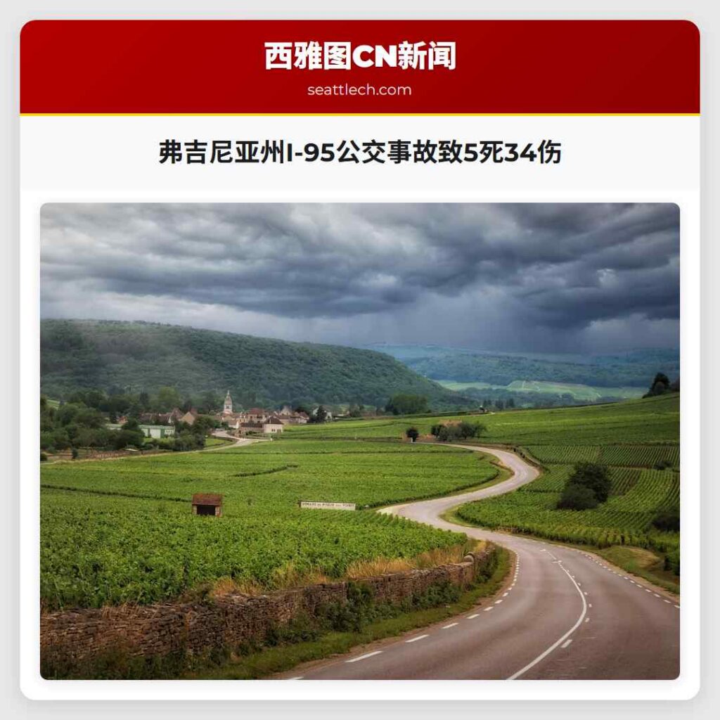 弗吉尼亚州I-95公交事故致5死34伤