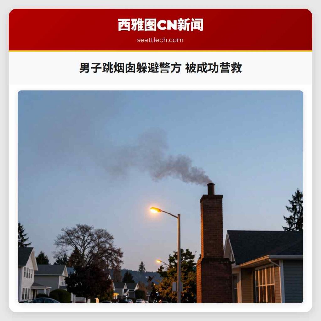 男子跳烟囱躲避警方 被成功营救