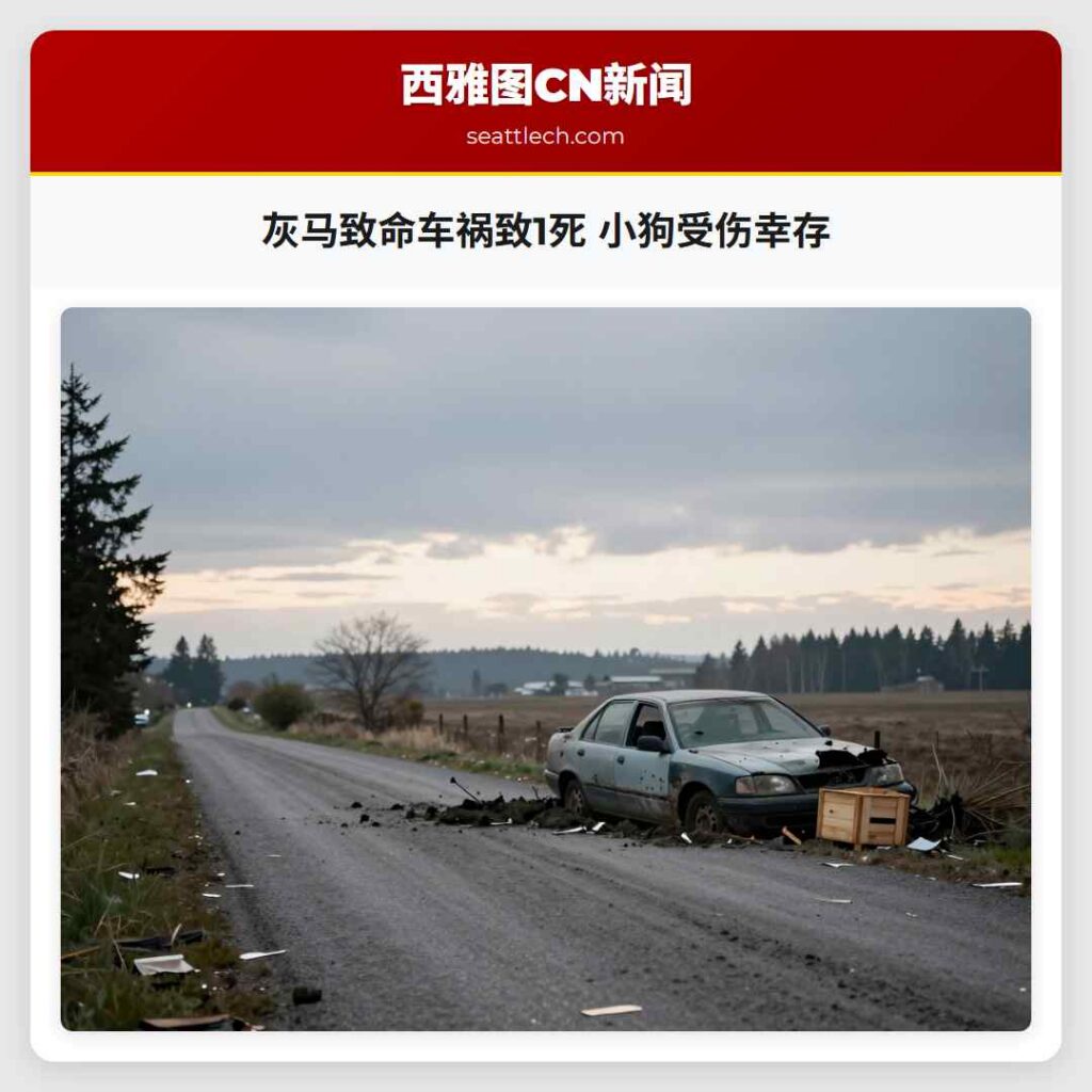 灰马致命车祸致1死 小狗受伤幸存