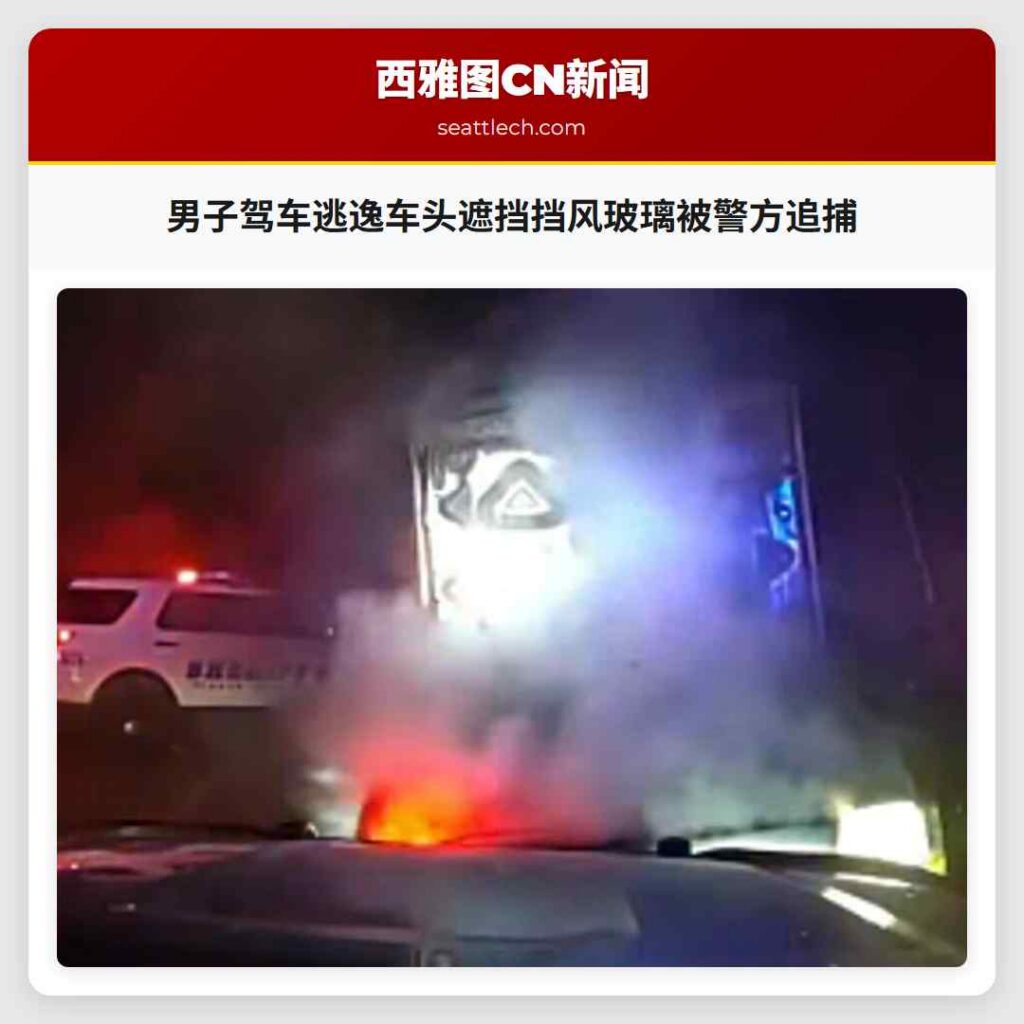 男子驾车逃逸车头遮挡挡风玻璃被警方追捕