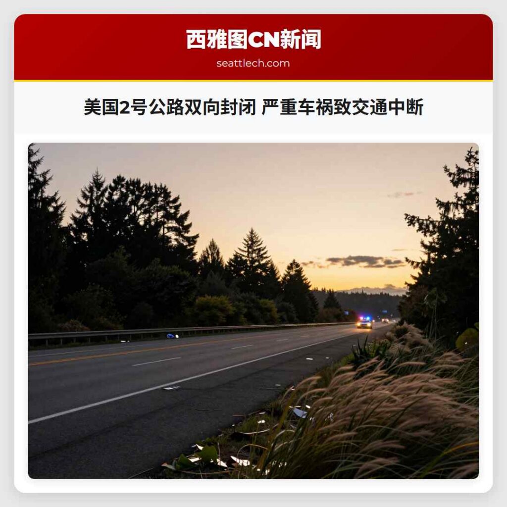 美国2号公路双向封闭 严重车祸致交通中断