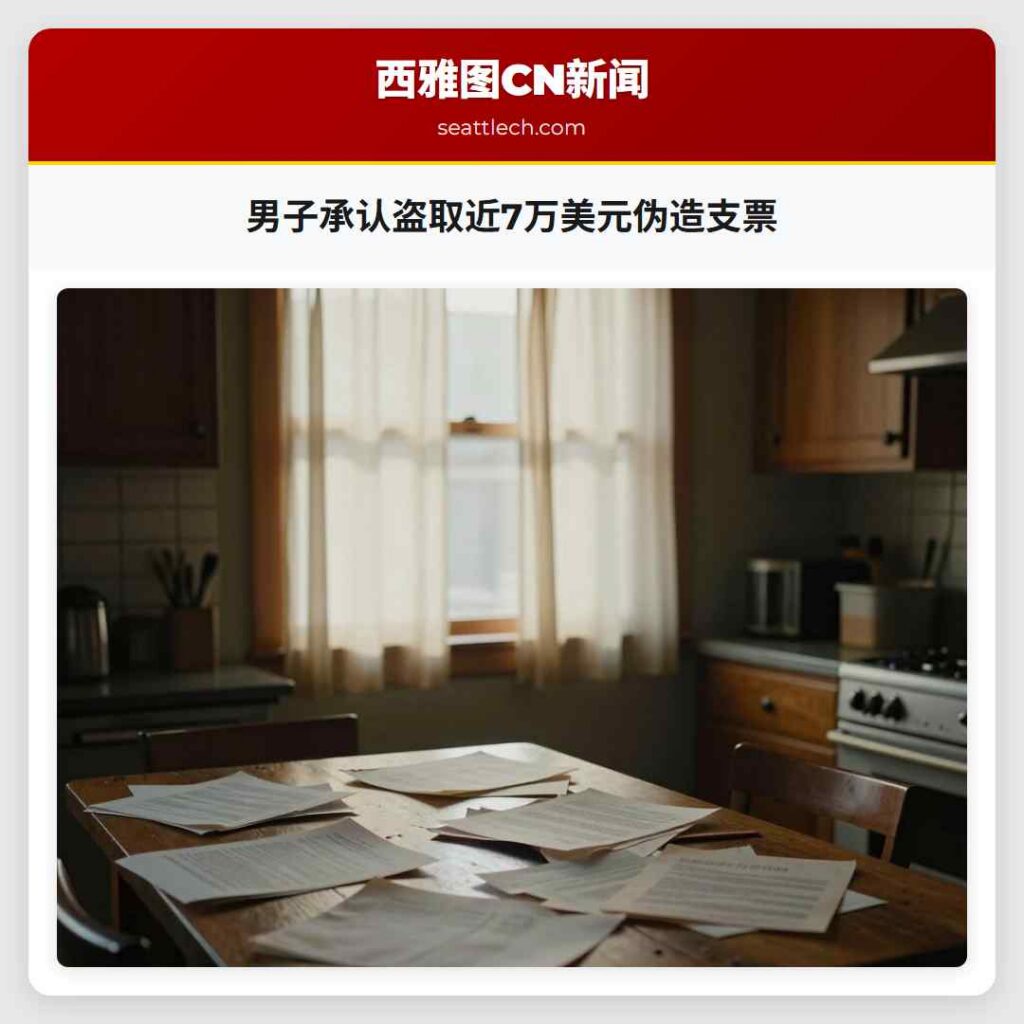 男子承认盗取近7万美元伪造支票