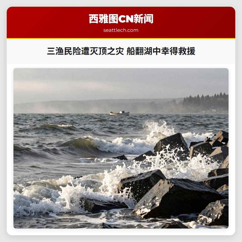 三渔民险遭灭顶之灾 船翻湖中幸得救援