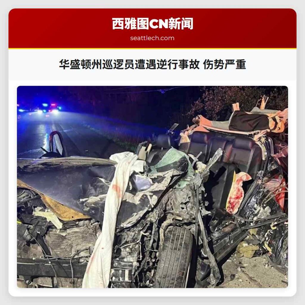 华盛顿州巡逻员遭遇逆行事故 伤势严重