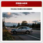 司机闯红灯致事故 两车相撞翻车