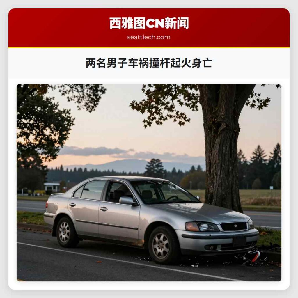 两名男子车祸撞杆起火身亡