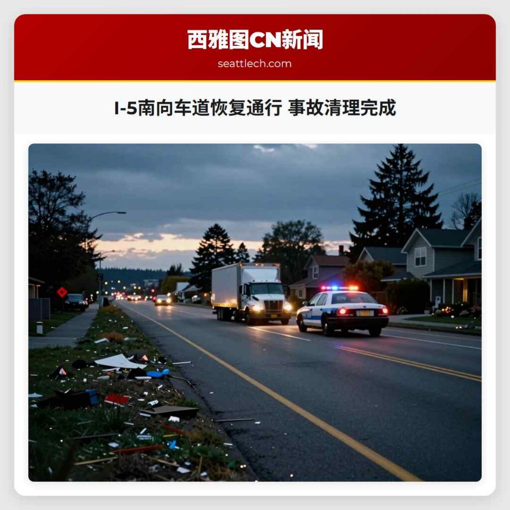 I-5南向车道恢复通行 事故清理完成