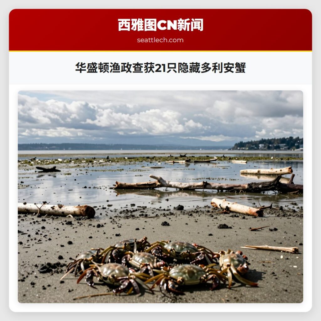 华盛顿渔政查获21只隐藏多利安蟹
