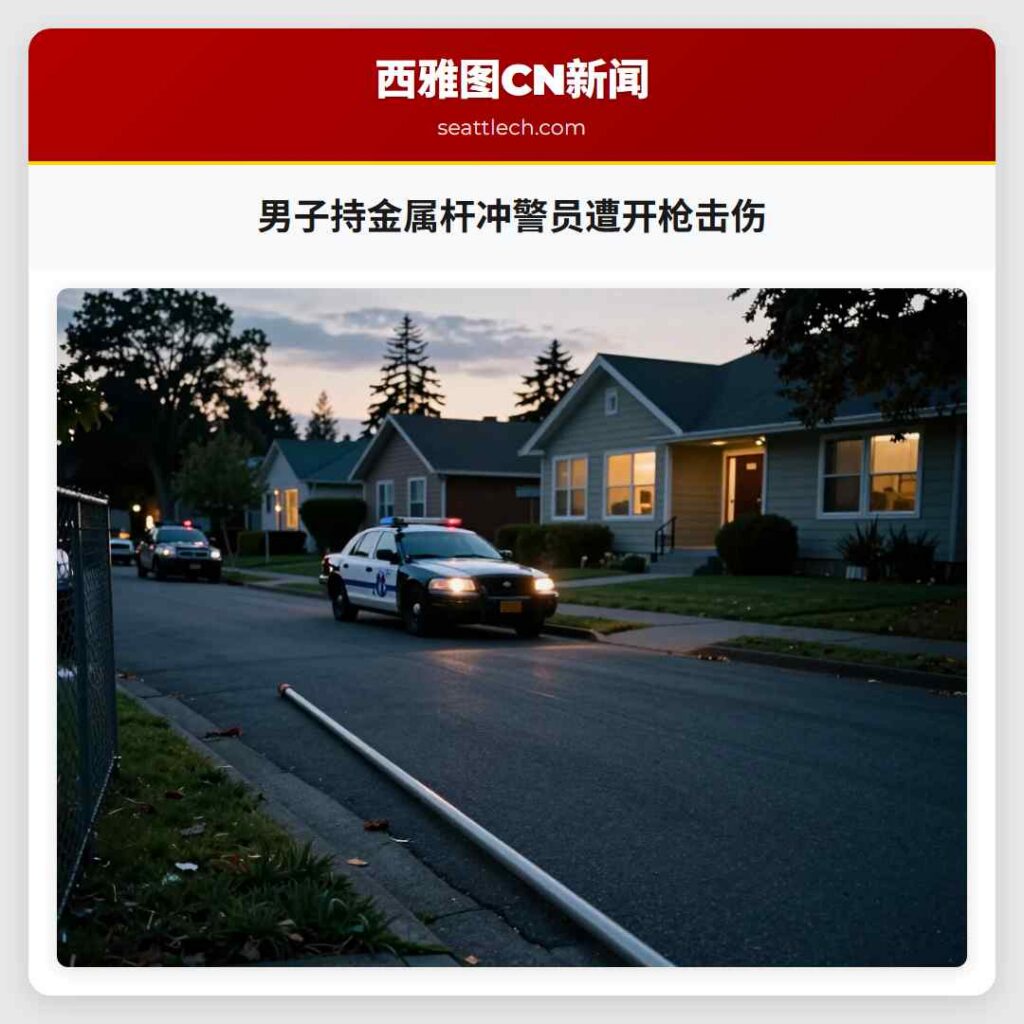 男子持金属杆冲警员遭开枪击伤