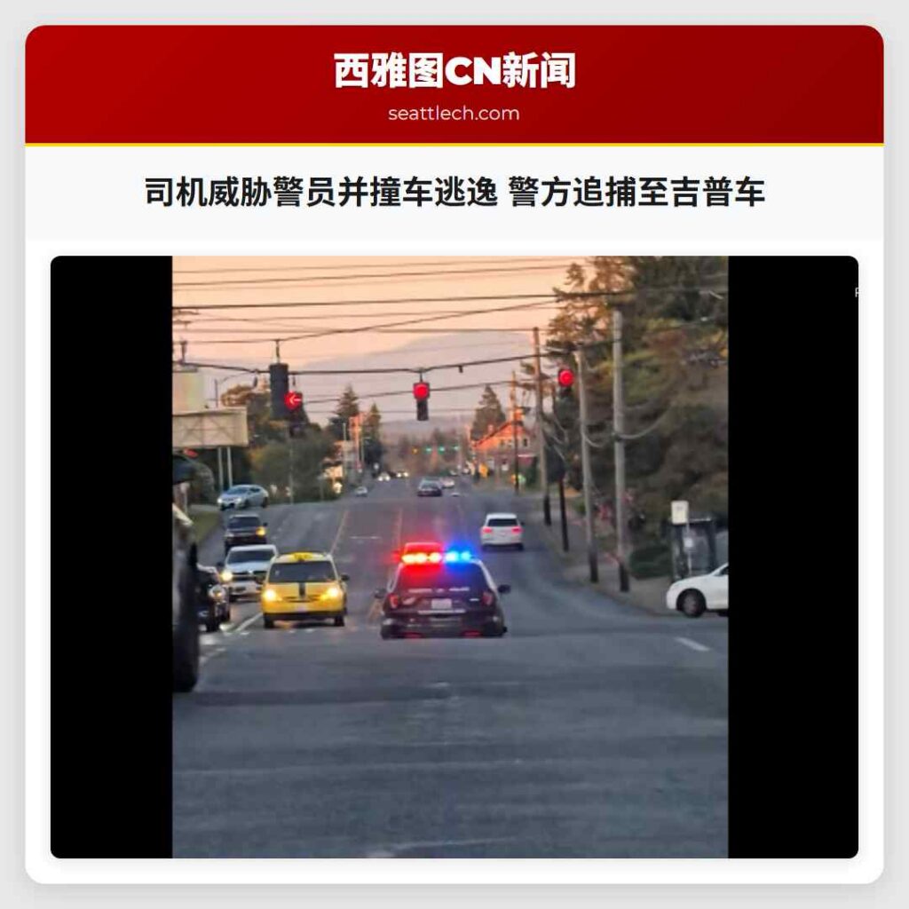 司机威胁警员并撞车逃逸 警方追捕至吉普车