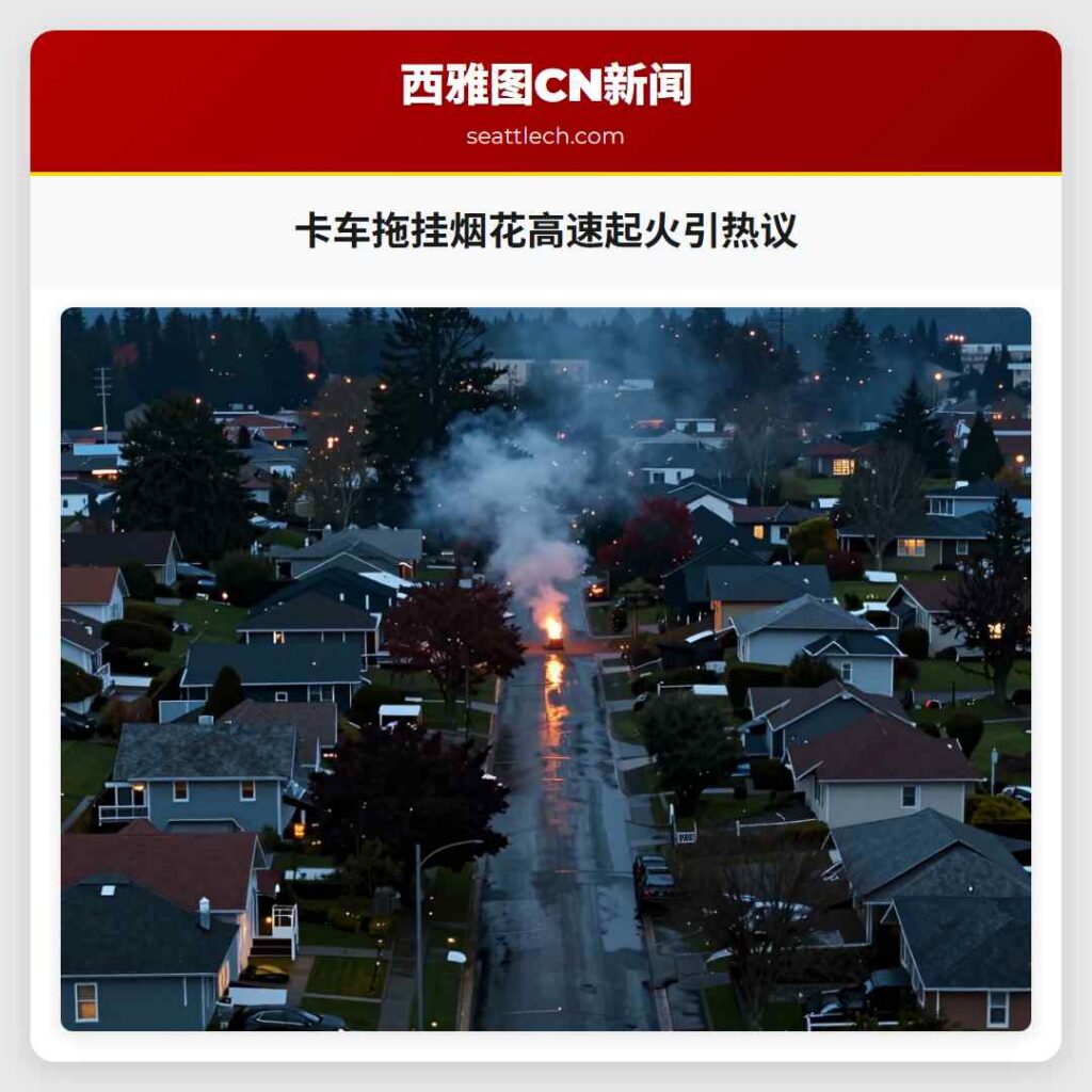 卡车拖挂烟花高速起火引热议