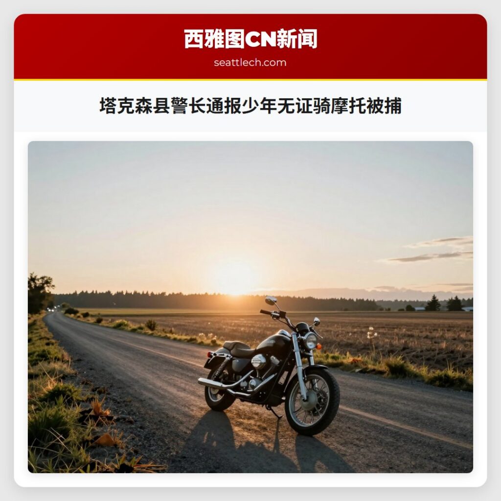塔克森县警长通报少年无证骑摩托被捕