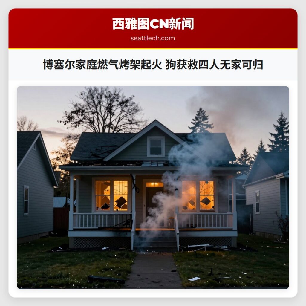博塞尔家庭燃气烤架起火 狗获救四人无家可归