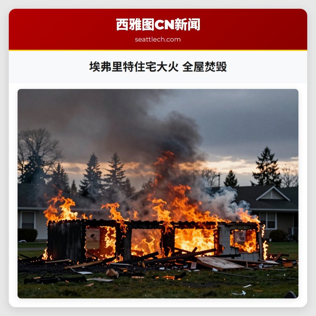 埃弗里特住宅大火 全屋焚毁