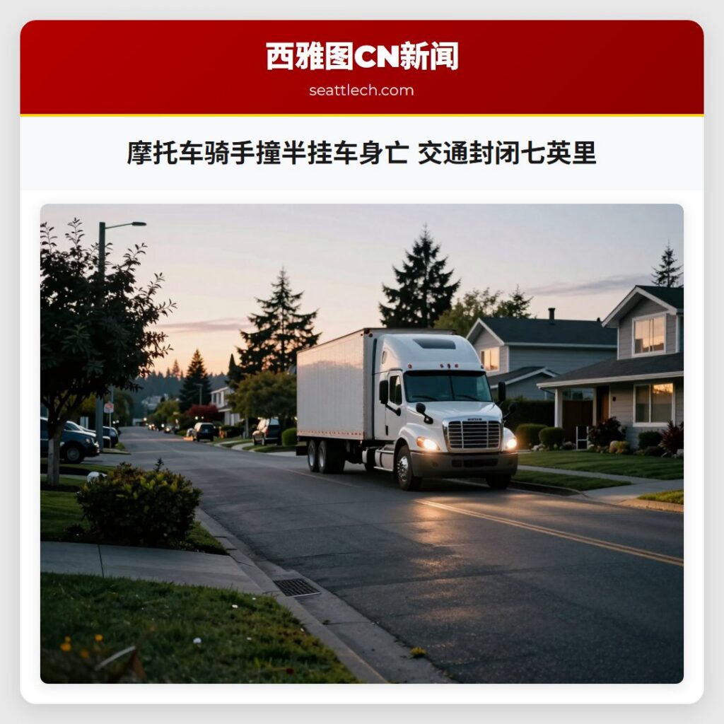 摩托车骑手撞半挂车身亡 交通封闭七英里