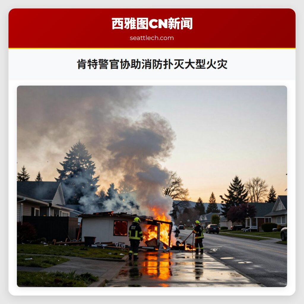 肯特警官协助消防扑灭大型火灾