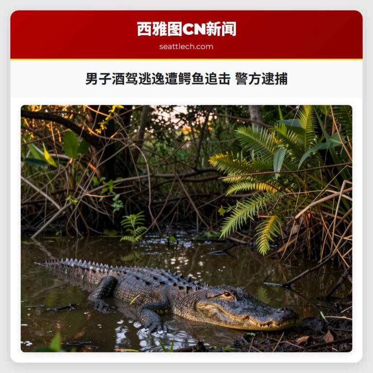 男子酒驾逃逸遭鳄鱼追击 警方逮捕
