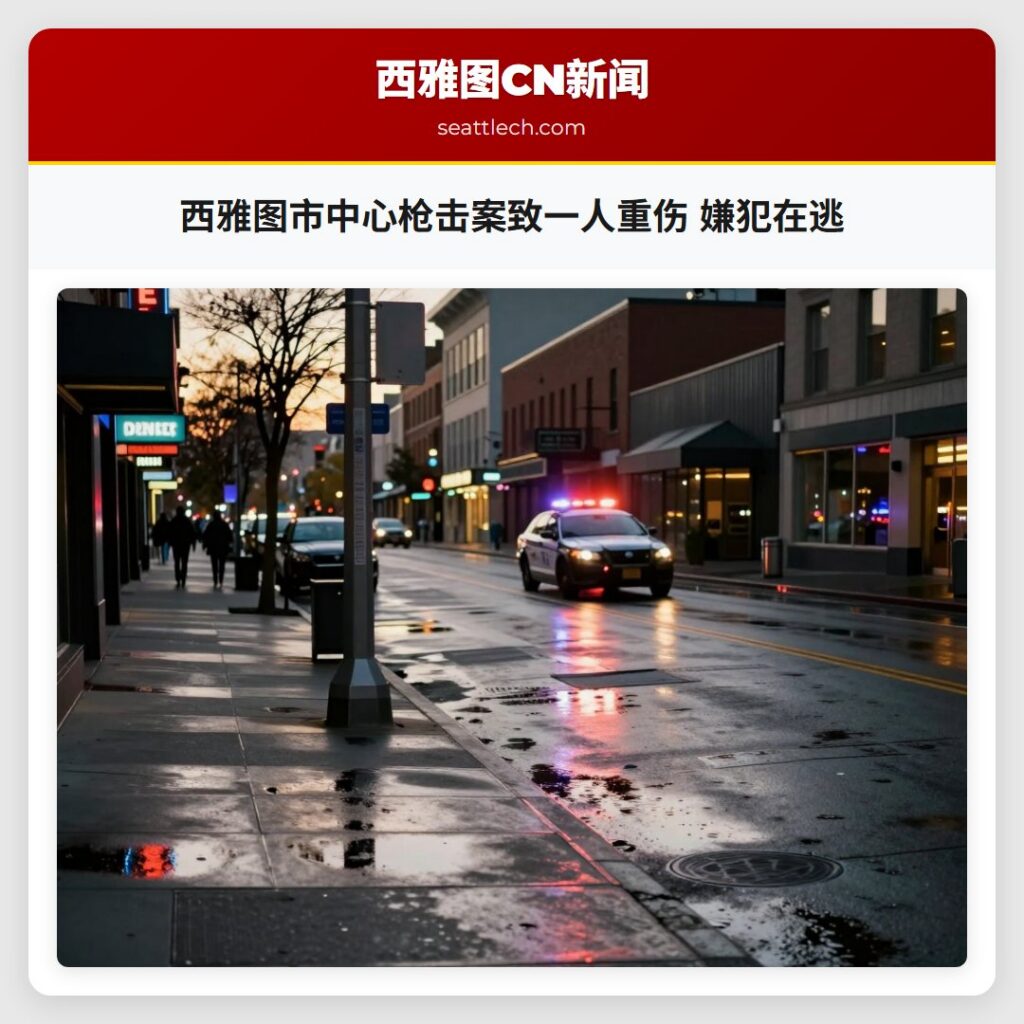 西雅图市中心枪击案致一人重伤 嫌犯在逃