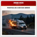 苹果货车起火致I-90西行封闭 清理持续