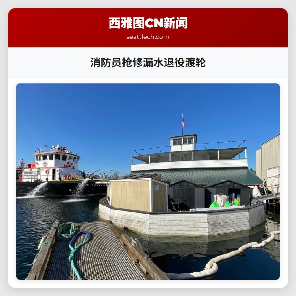 消防员抢修漏水退役渡轮