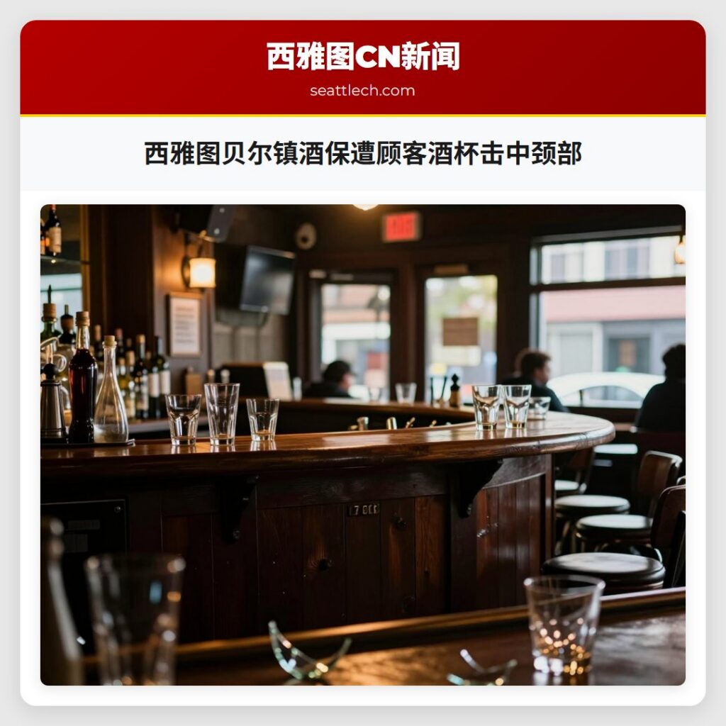 西雅图贝尔镇酒保遭顾客酒杯击中颈部