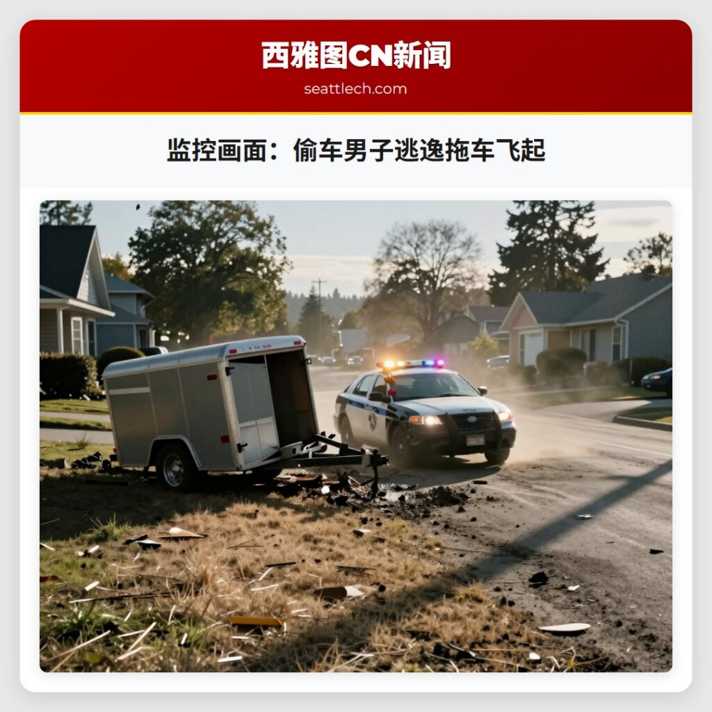监控画面:偷车男子逃逸拖车飞起