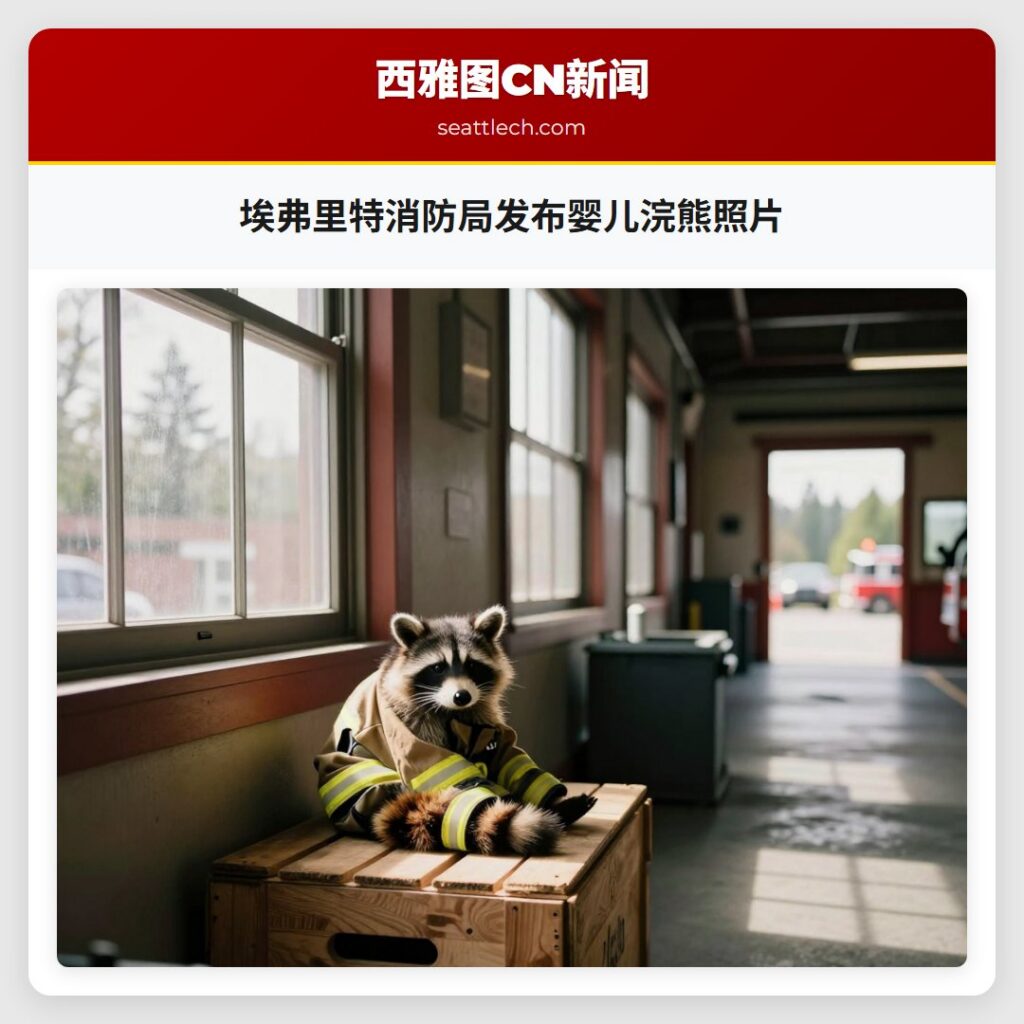 埃弗里特消防局发布婴儿浣熊照片