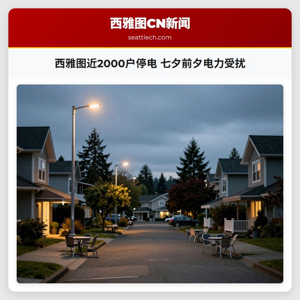 西雅图近2000户停电 七夕前夕电力受扰
