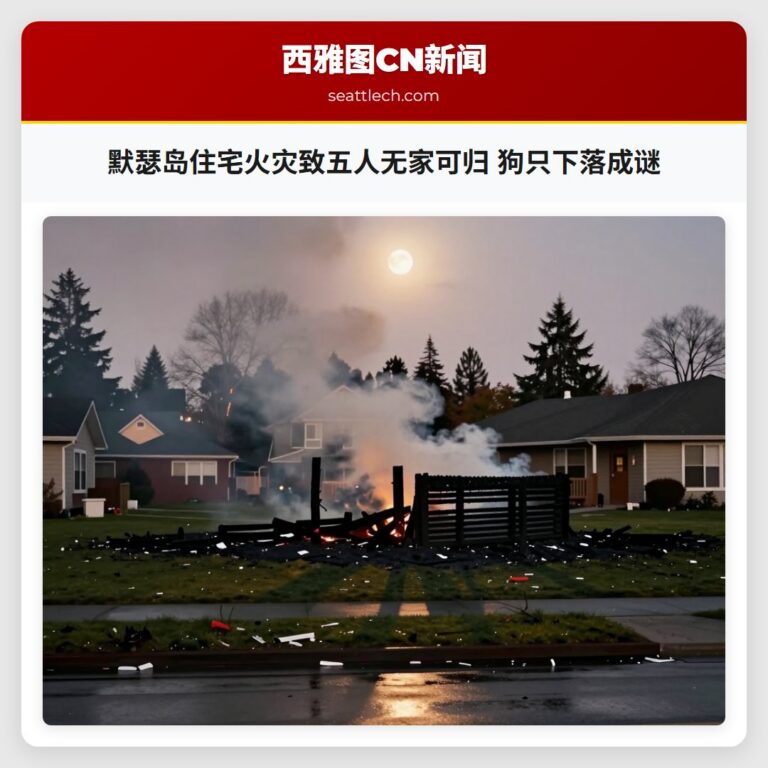 默瑟岛住宅火灾致五人无家可归 狗只下落成谜