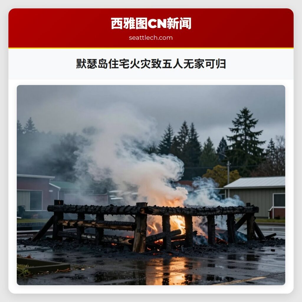 默瑟岛住宅火灾致五人无家可归