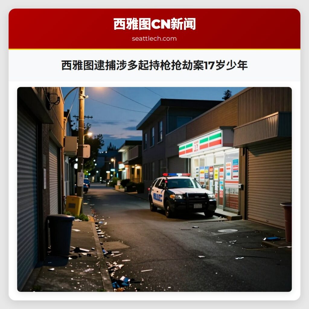 西雅图逮捕涉多起持枪抢劫案17岁少年